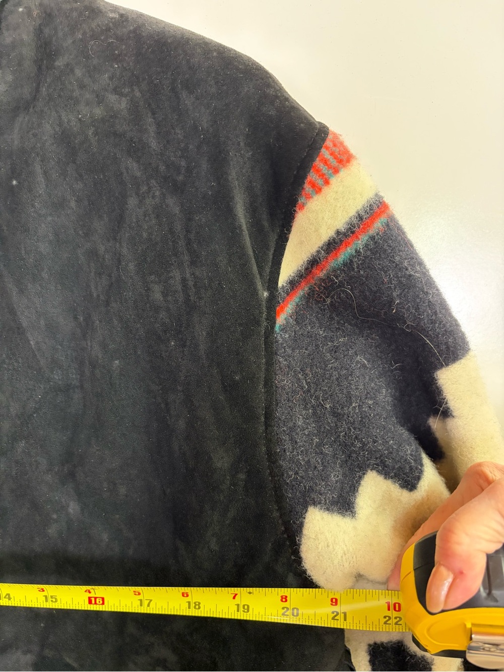 Vintage Branded Santa Fe Wool Southwestern Blanket Duster Coat Black Suede M - Picture 6 of 9